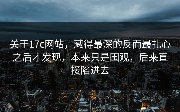 关于<strong>17C</strong>网站，藏得最深的反而最扎心之后才发现，本来只是围观，后来直接陷进去