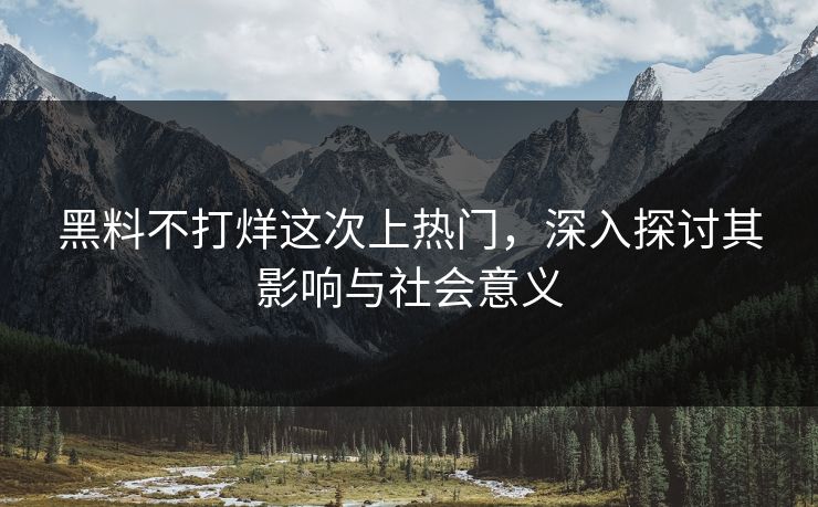 黑料不打烊这次上热门，深入探讨其影响与社会意义