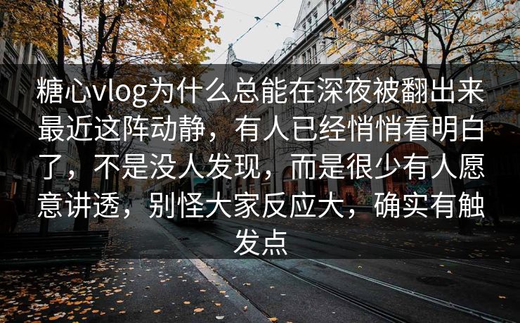 糖心vlog为什么总能在深夜被翻出来最近这阵动静，有人已经悄悄看明白了，不是没人发现，而是很少有人愿意讲透，别怪大家反应大，确实有触发点