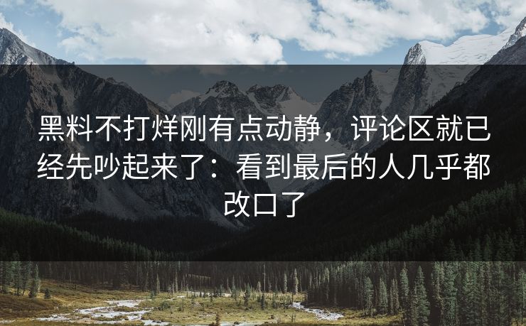 黑料不打烊刚有点动静，评论区就已经先吵起来了：看到最后的人几乎都改口了
